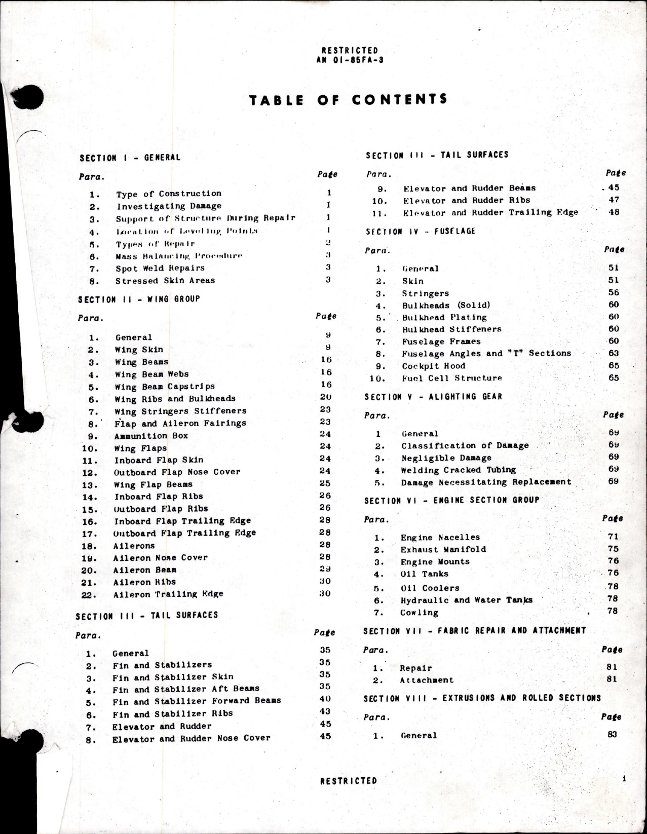 Sample page 5 from AirCorps Library document: Structural Repair Instructions for F7F-1 and F7F-2N