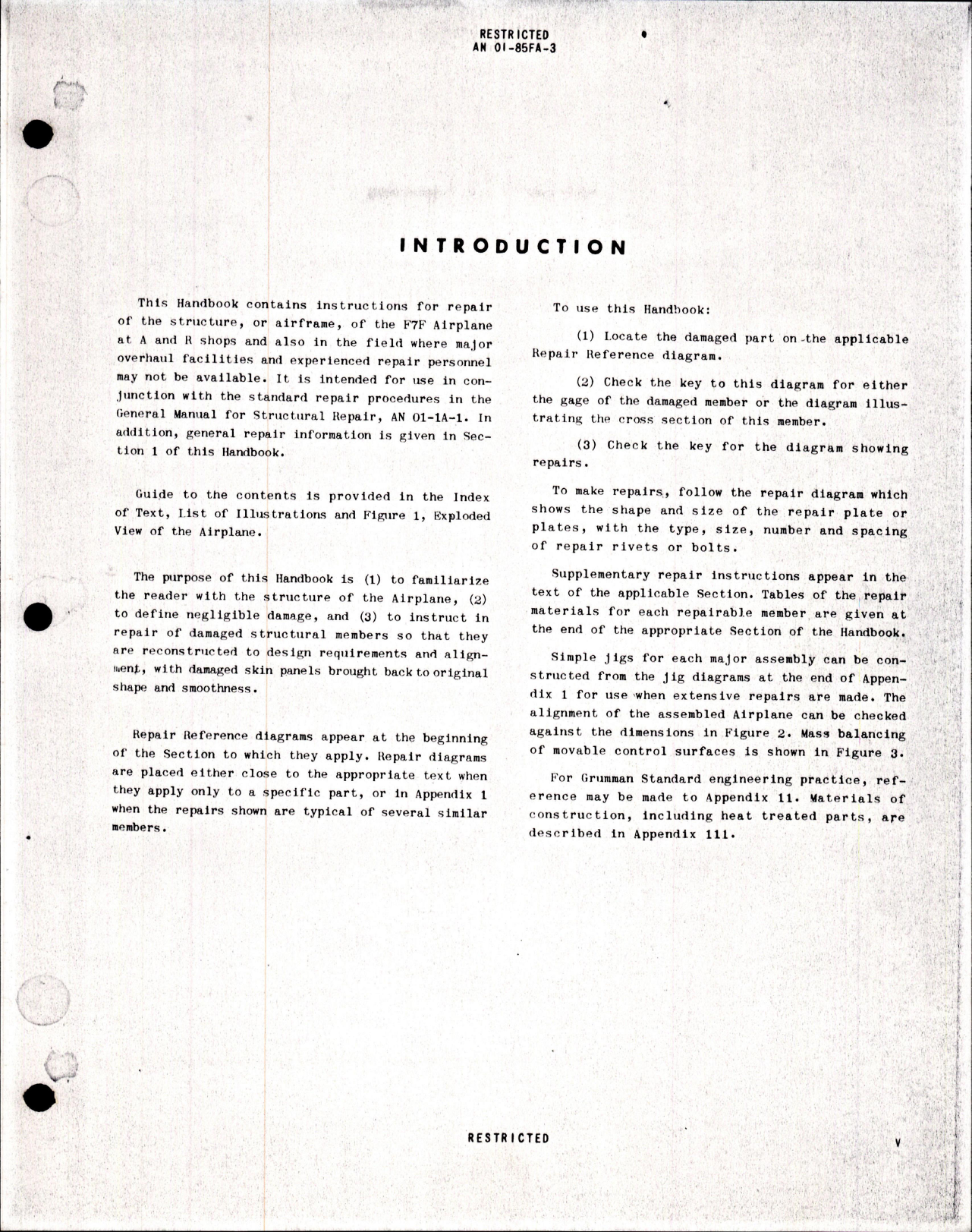 Sample page 7 from AirCorps Library document: Structural Repair Instructions for F7F-1N, F7F-2N, F7F-3, F7F-3N, and F7F-4N