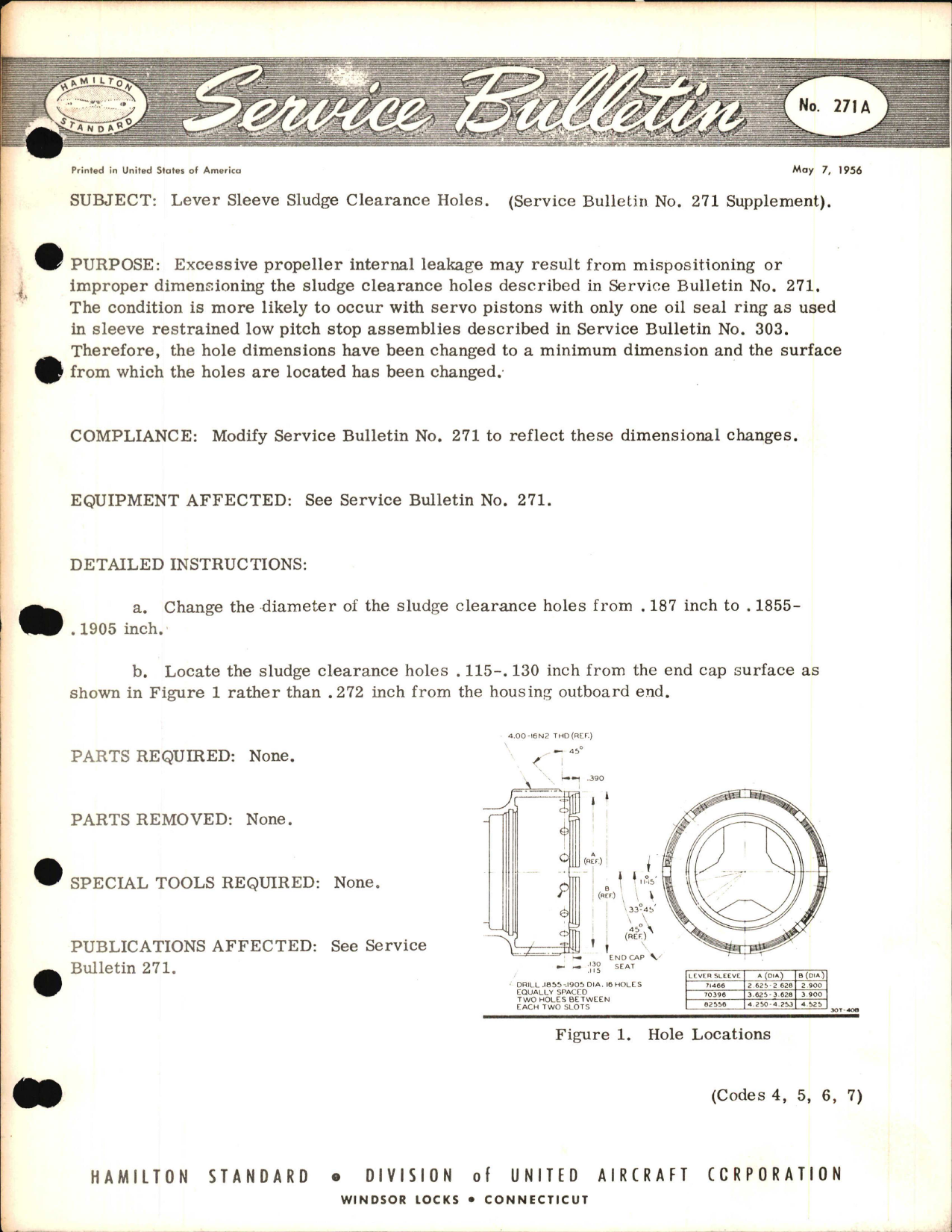 Sample page 1 from AirCorps Library document: Lever Sleeve Sludge Clearance Holes