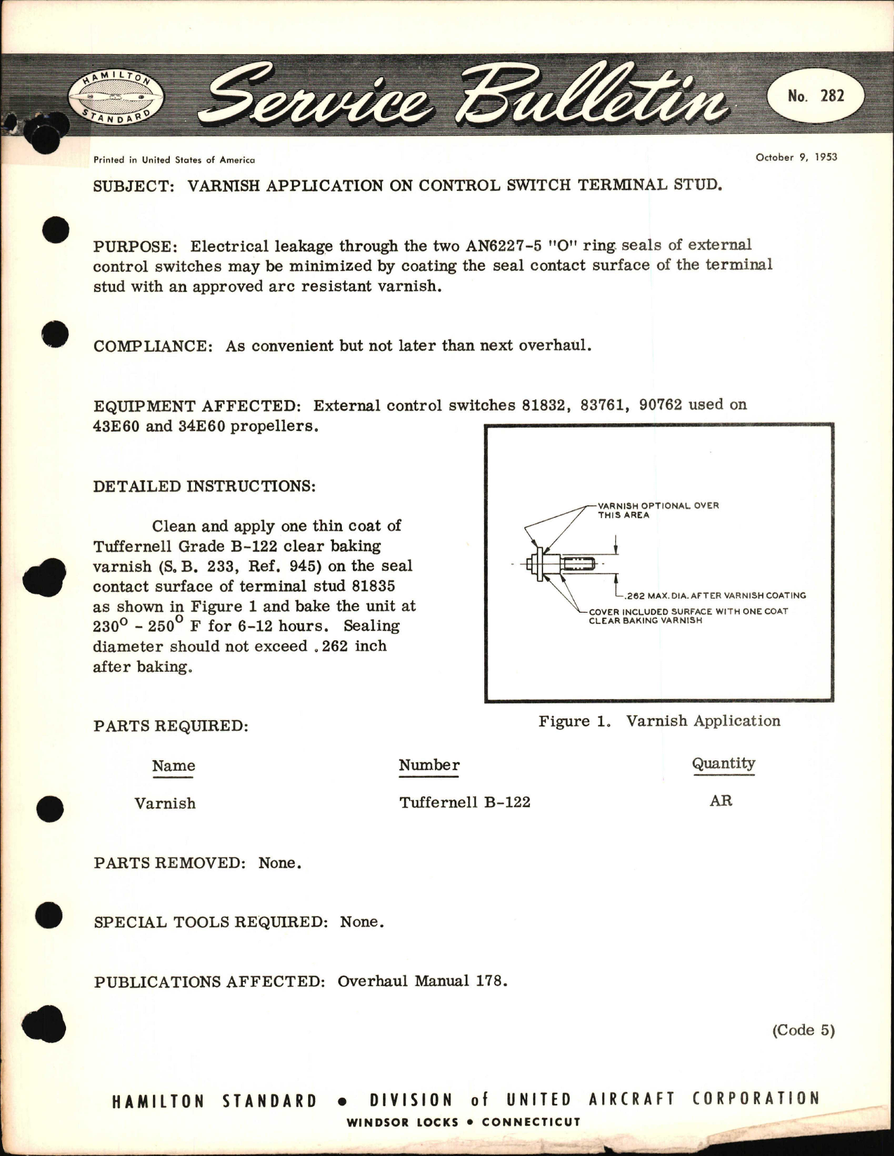 Sample page 1 from AirCorps Library document: Varnish Application on Control Switch Terminal Stud