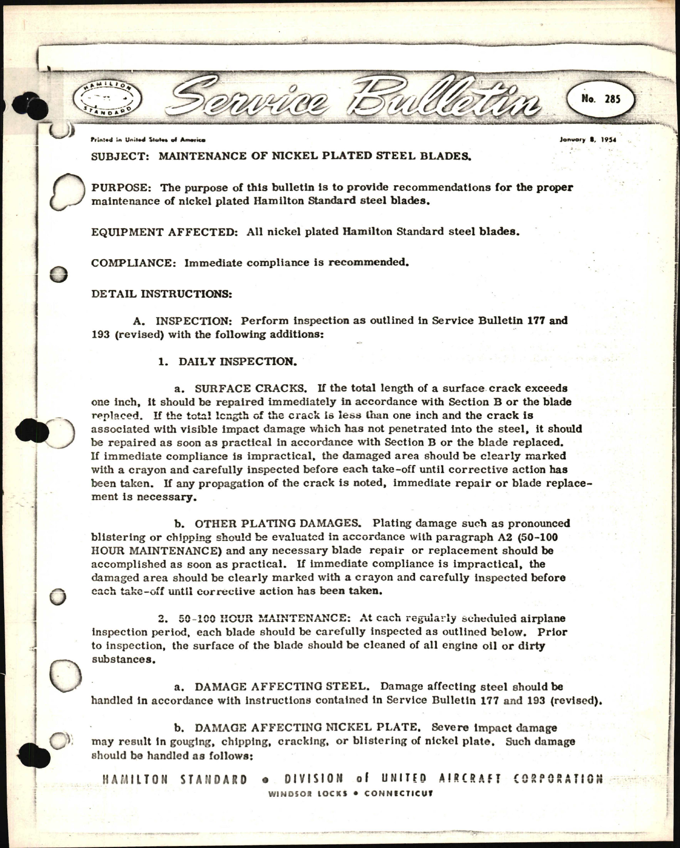 Sample page 1 from AirCorps Library document: Maintenance of Nickel Plated Steel Blades
