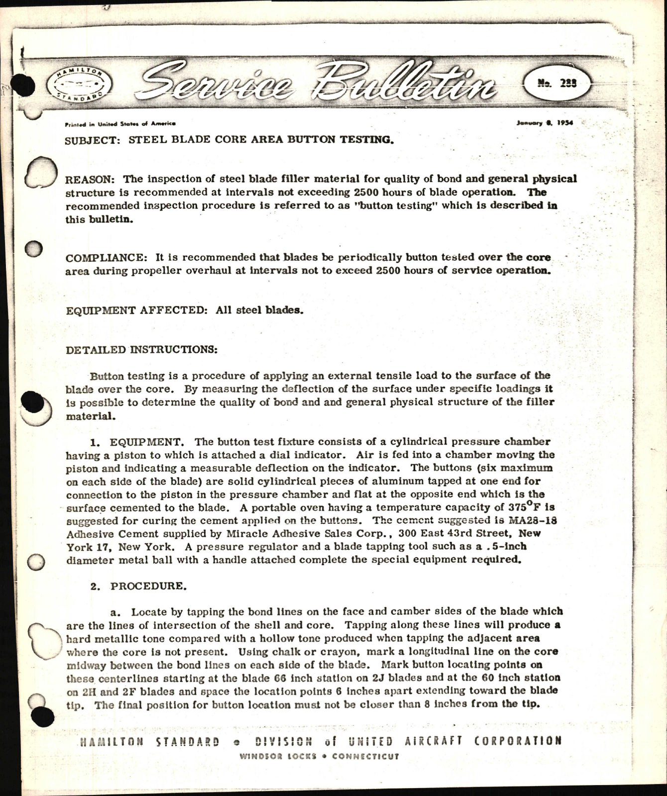 Sample page 1 from AirCorps Library document: Steel Blade Core Area Button Testing