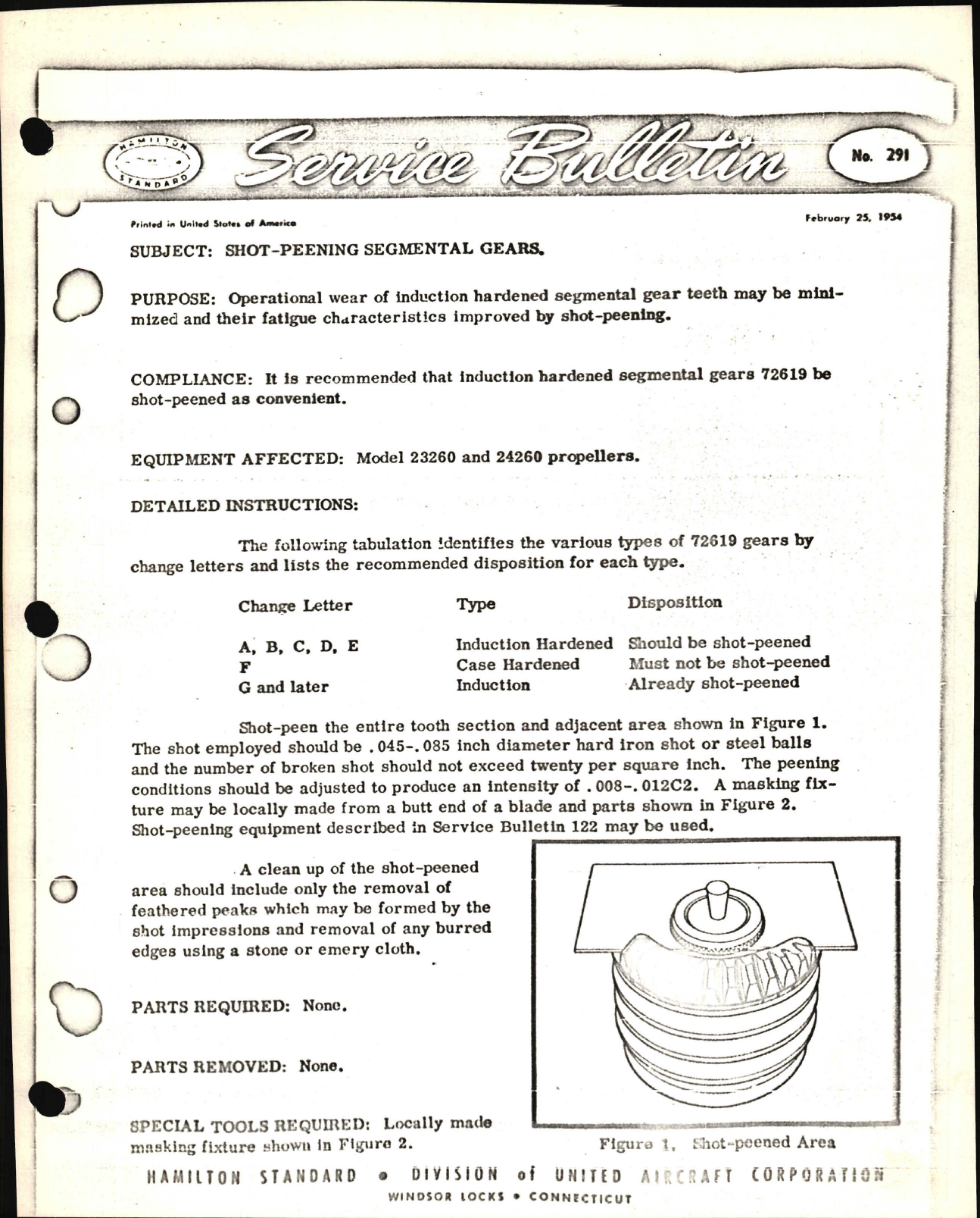 Sample page 1 from AirCorps Library document: Shot-Peening Segmental Gears