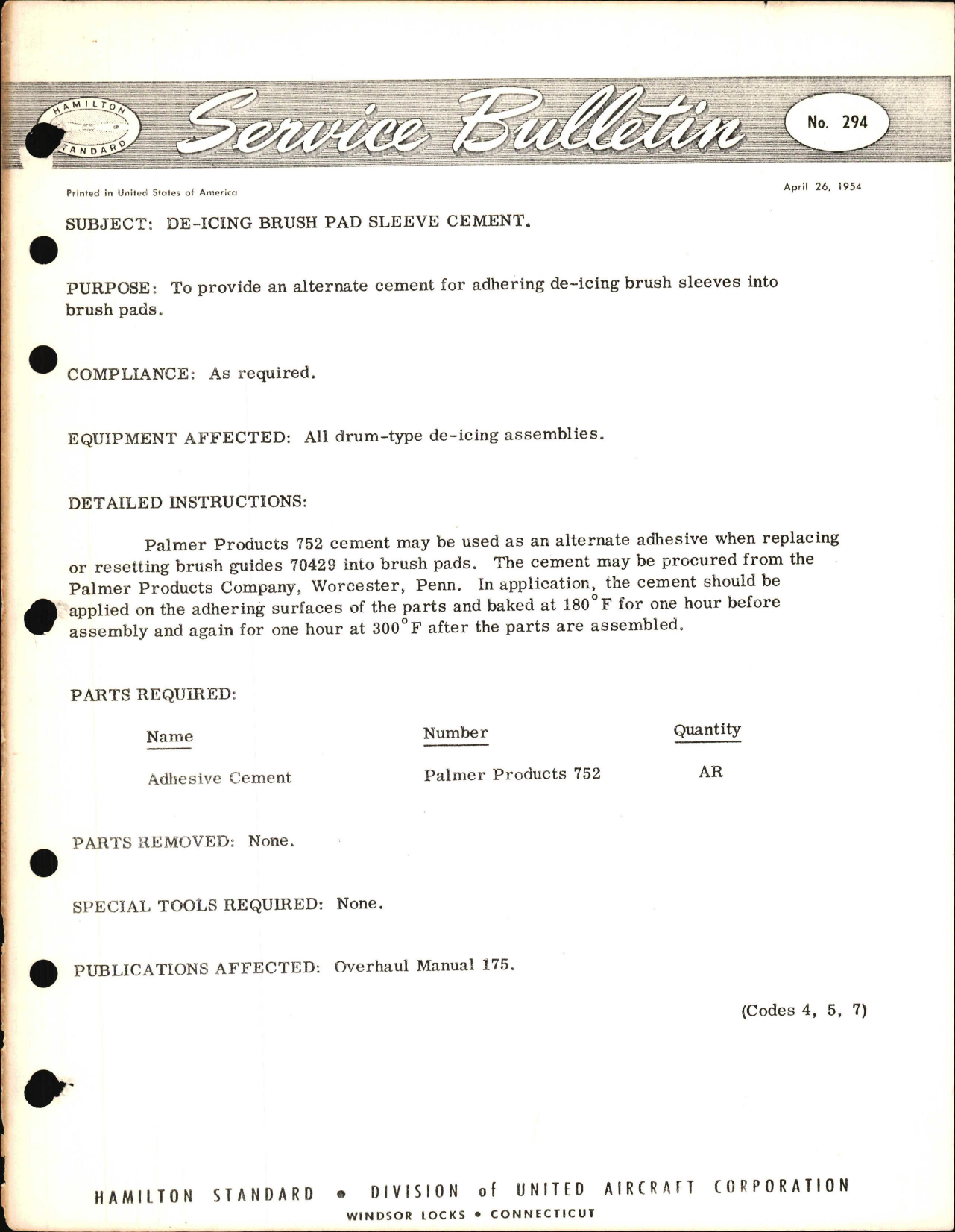 Sample page 1 from AirCorps Library document: De-Icing Brush Pad Sleeve Cement