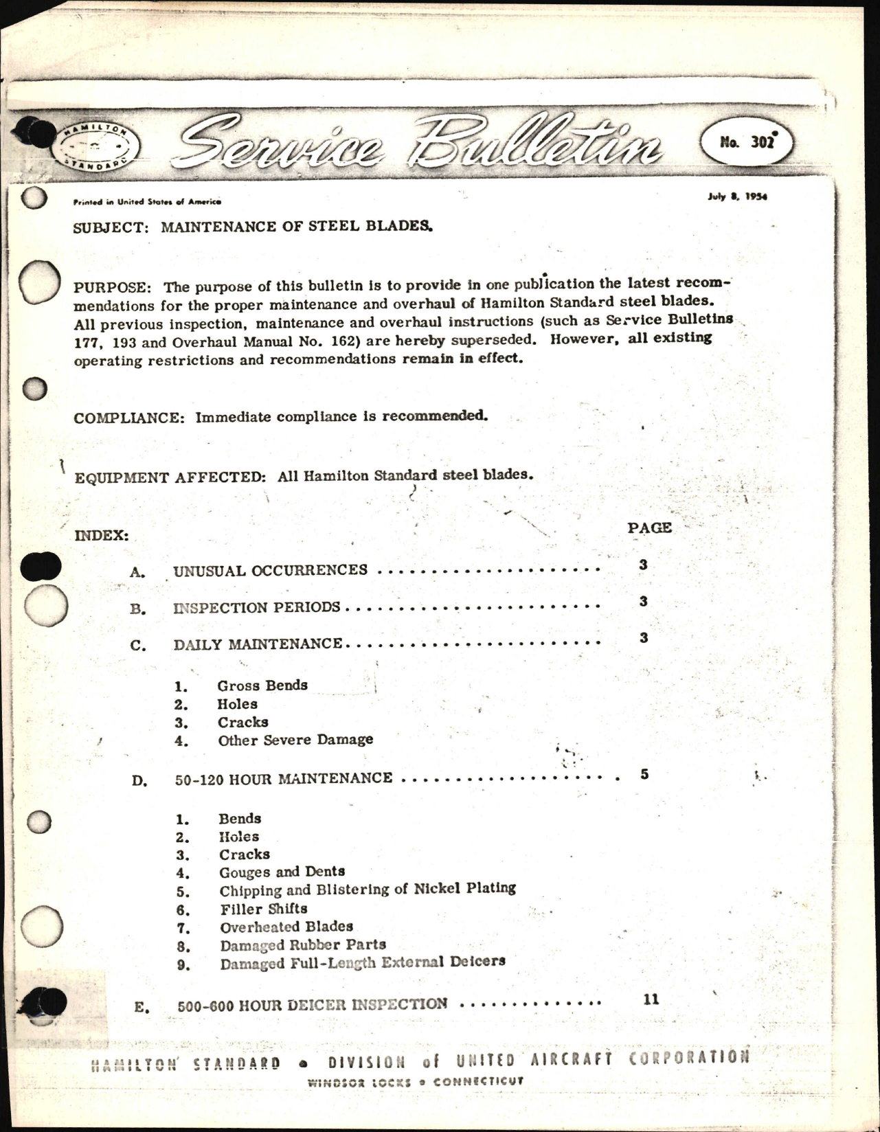 Sample page 1 from AirCorps Library document: Maintenance of Steel Blades