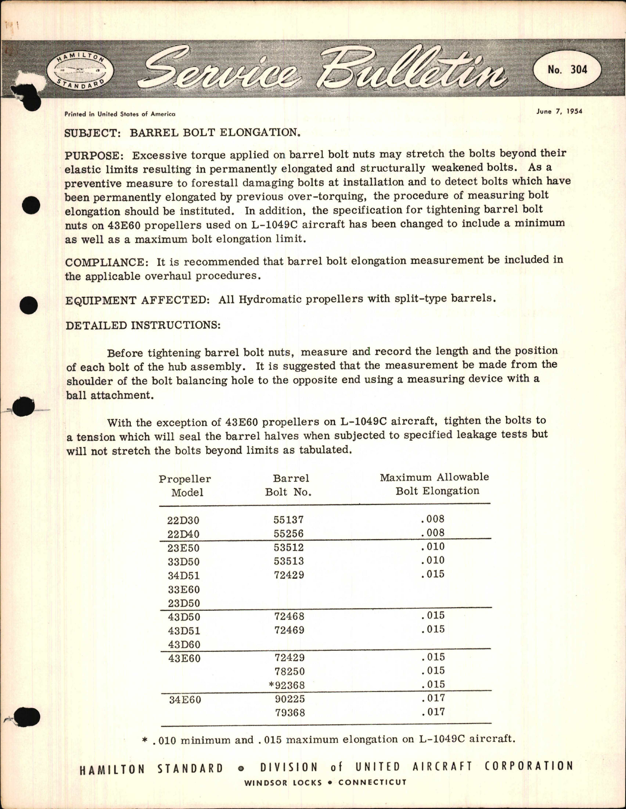 Sample page 1 from AirCorps Library document: Barrel Bolt Elongation