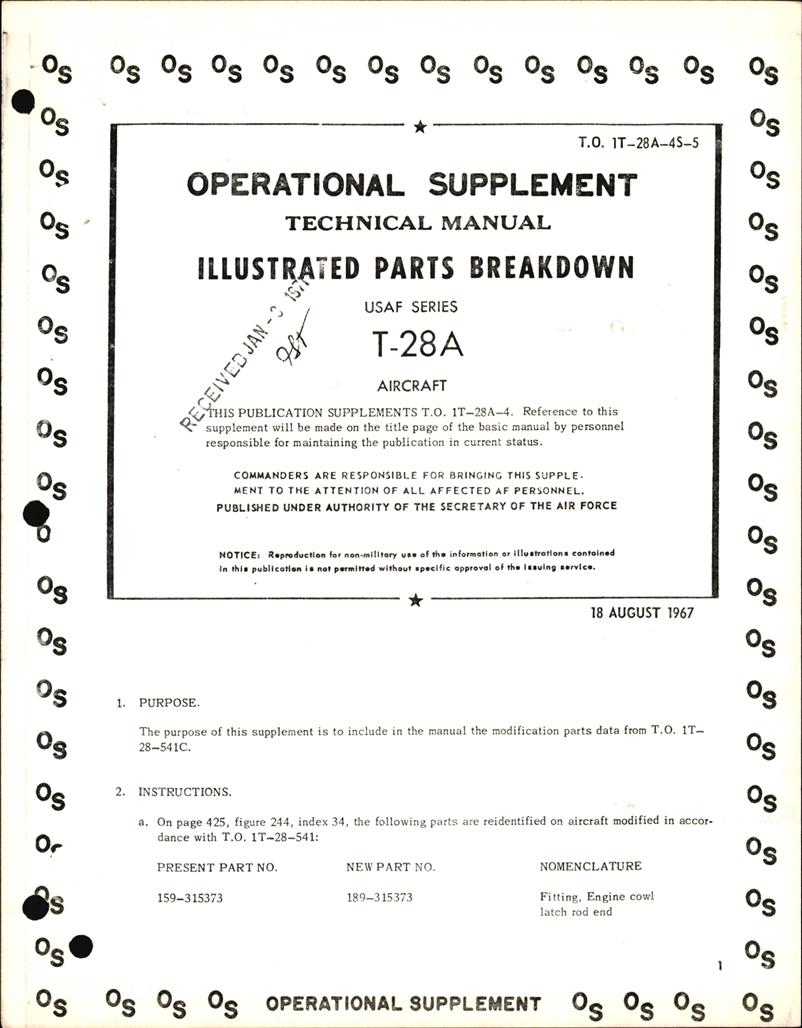 Illustrated Parts Breakdown for T-28A - Operational Supplement ...