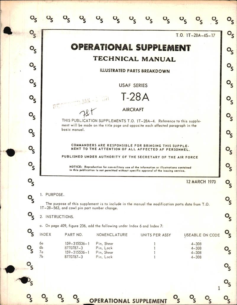 Illustrated Parts Breakdown for T-28A - Operational Supplement ...