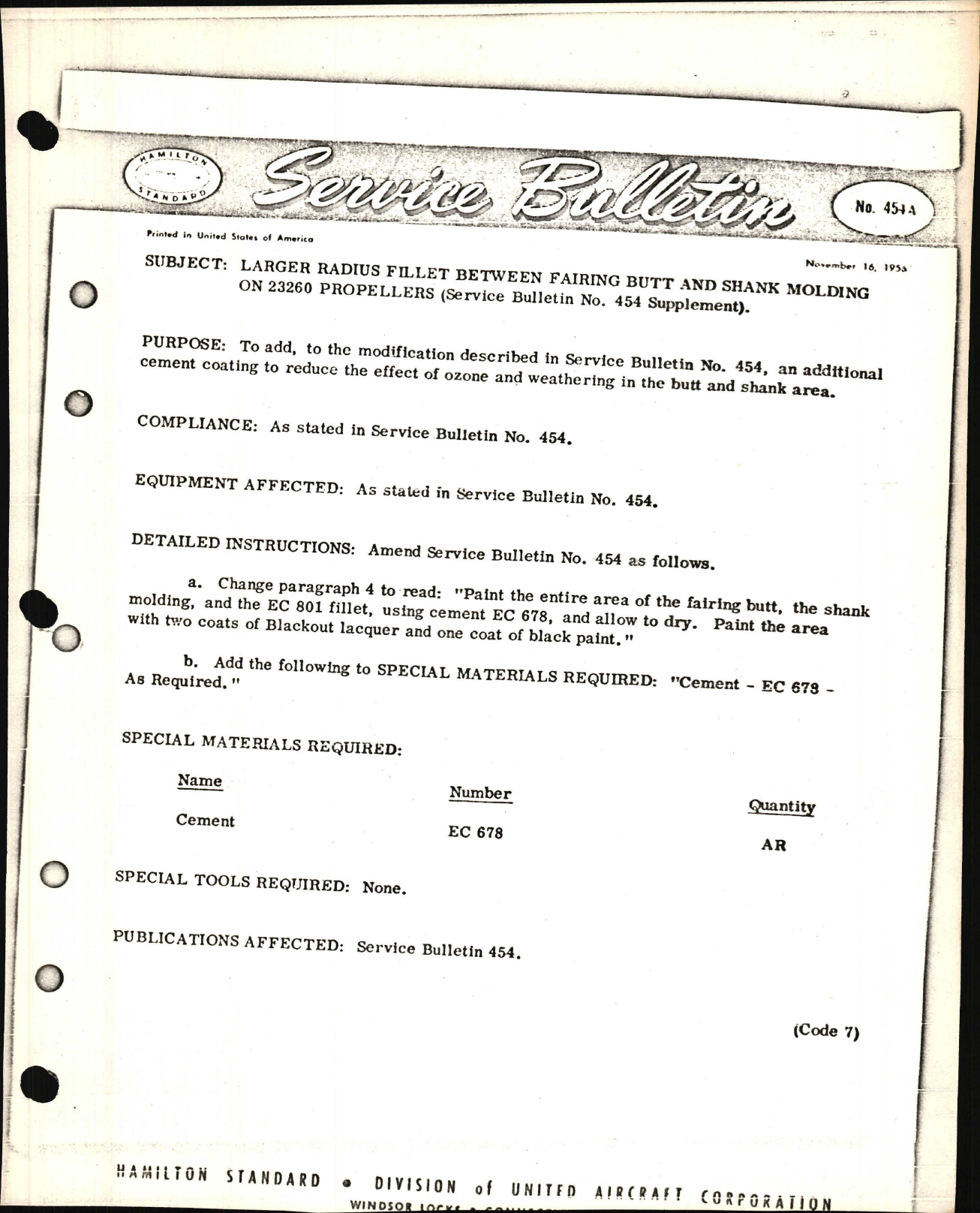 Sample page 1 from AirCorps Library document: Larger Radius Fillet Between Fairing Butt and Shank Molding on 23260 Propellers