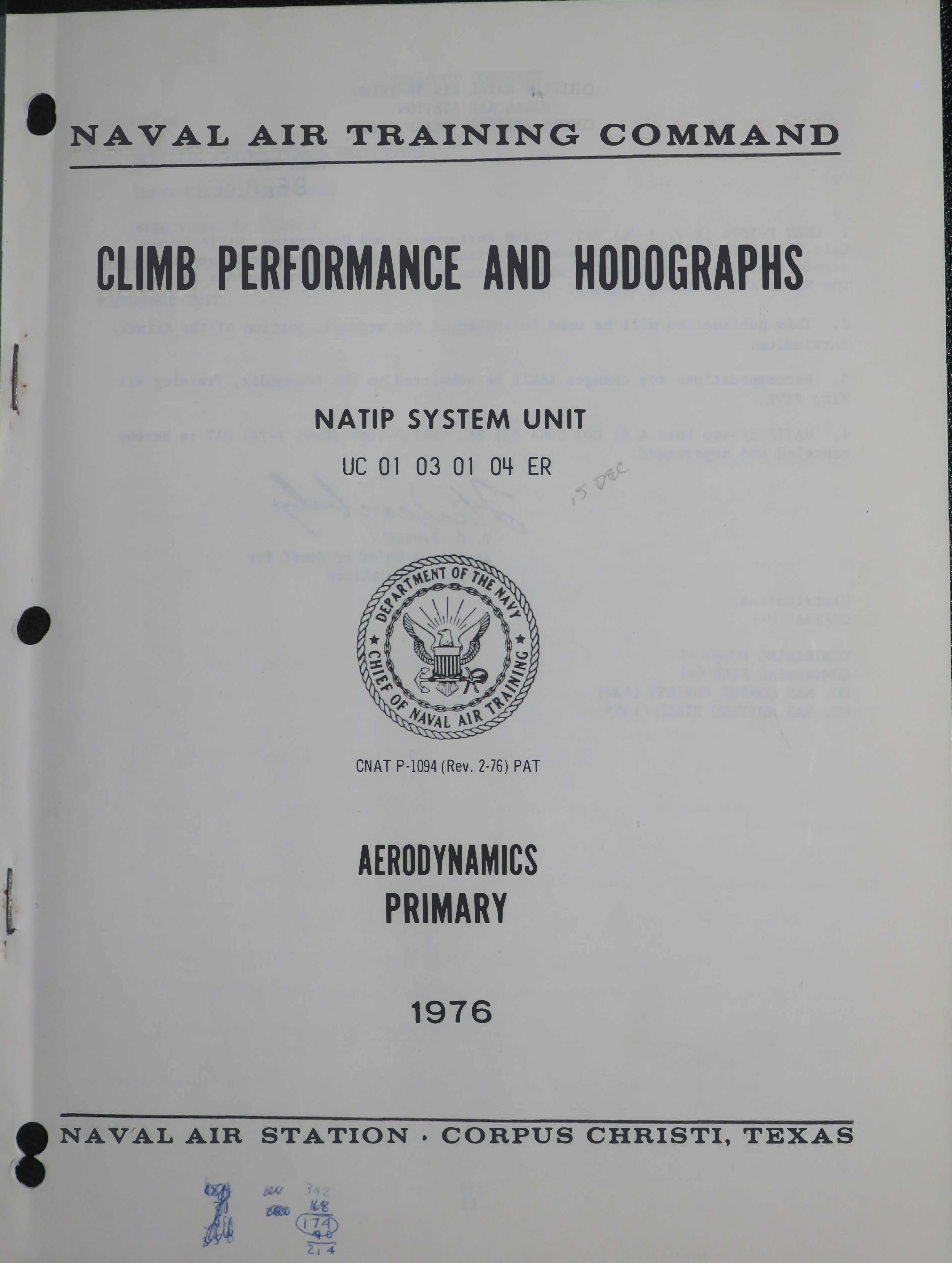 Sample page 1 from AirCorps Library document: Climb Performance and Hodographs