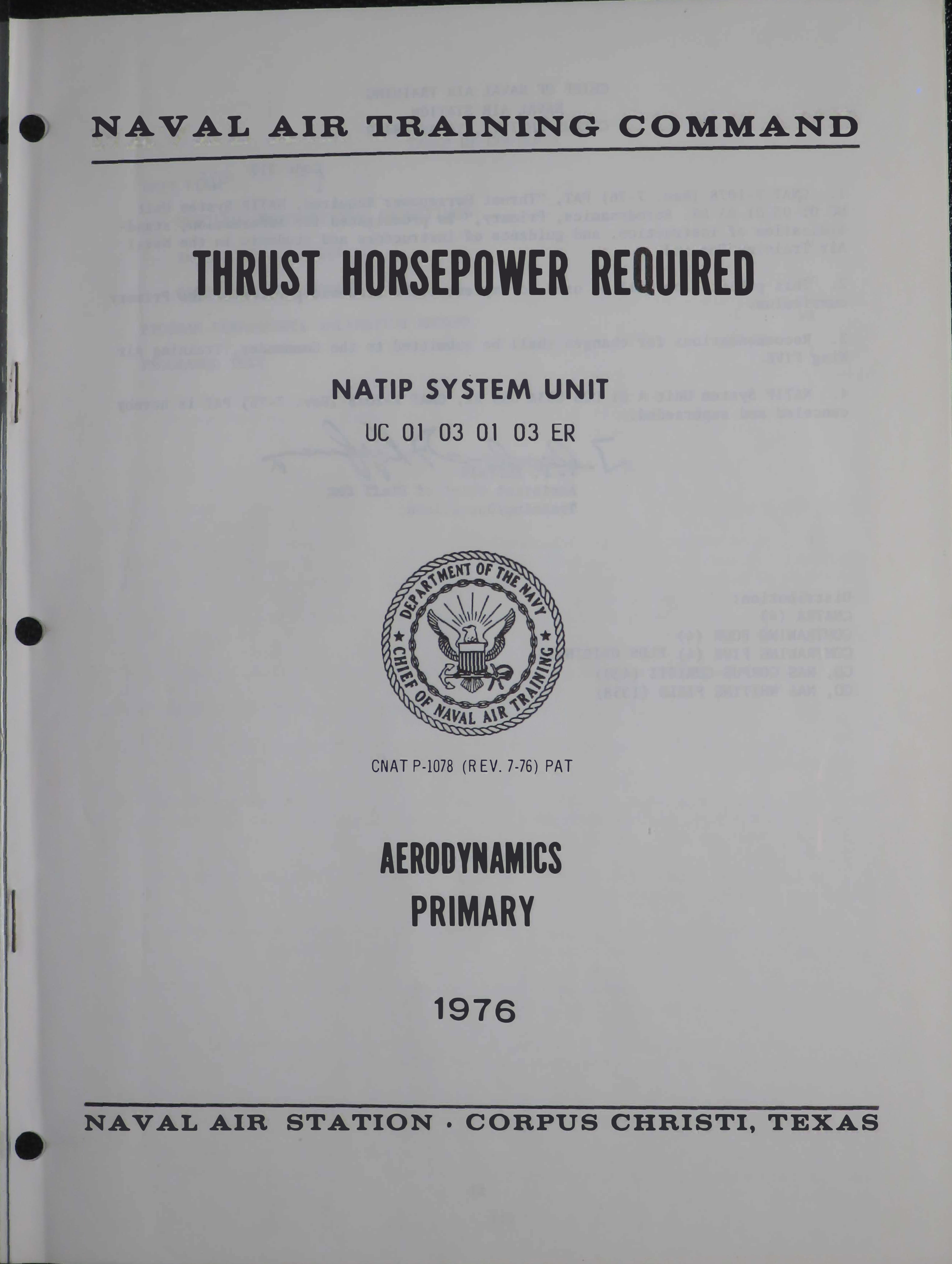 Sample page 1 from AirCorps Library document: Thrust Horsepower Required