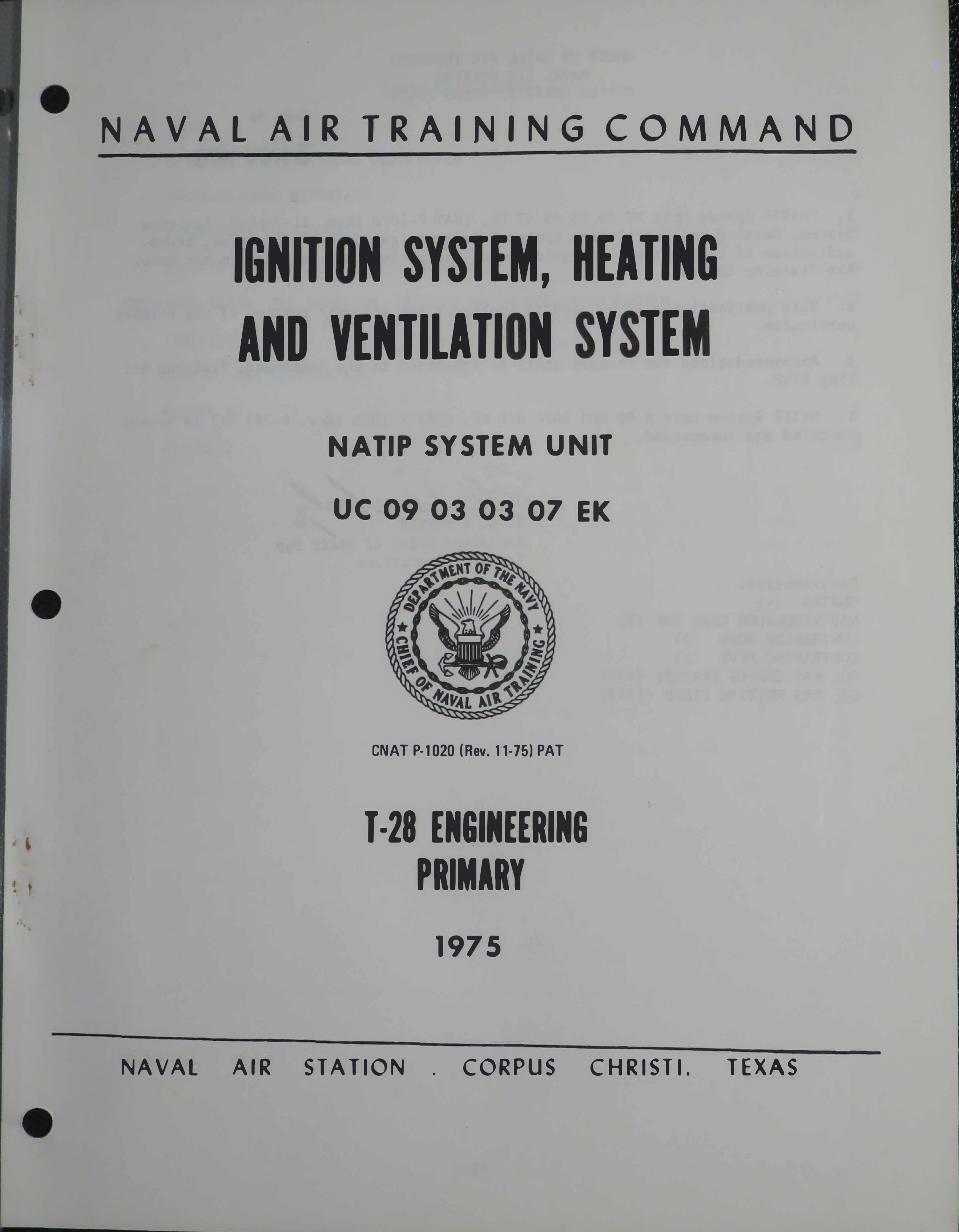 Sample page 1 from AirCorps Library document: Ignition System, Heating and Ventilation System