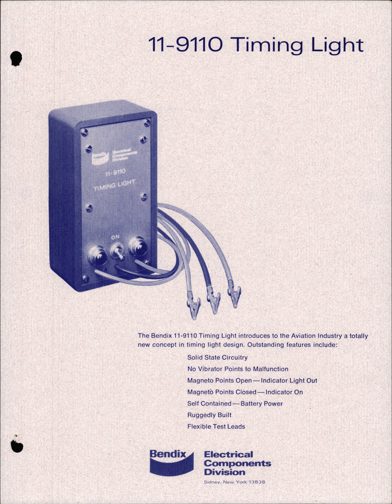 Sample page 1 from AirCorps Library document: Bendix 11-9110 Timing Light