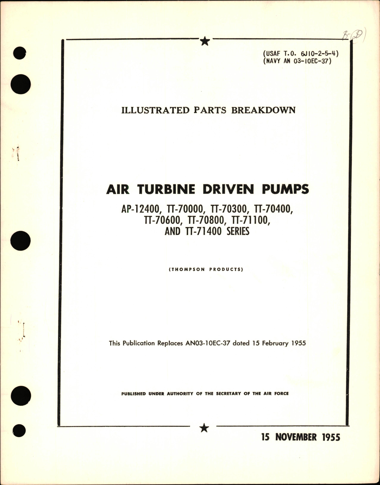 Sample page 1 from AirCorps Library document: Illustrated Parts Breakdown for Air Turbine Driven Pumps