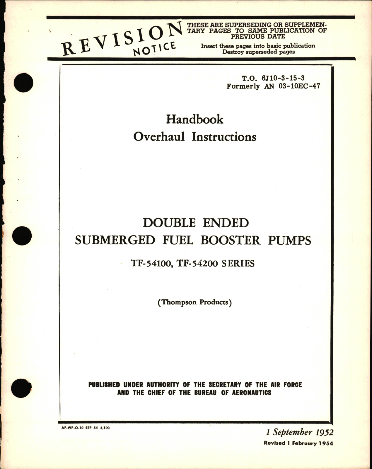 Sample page 1 from AirCorps Library document: Overhaul Instructions for Double Ended Submerged Fuel Booster Pumps 