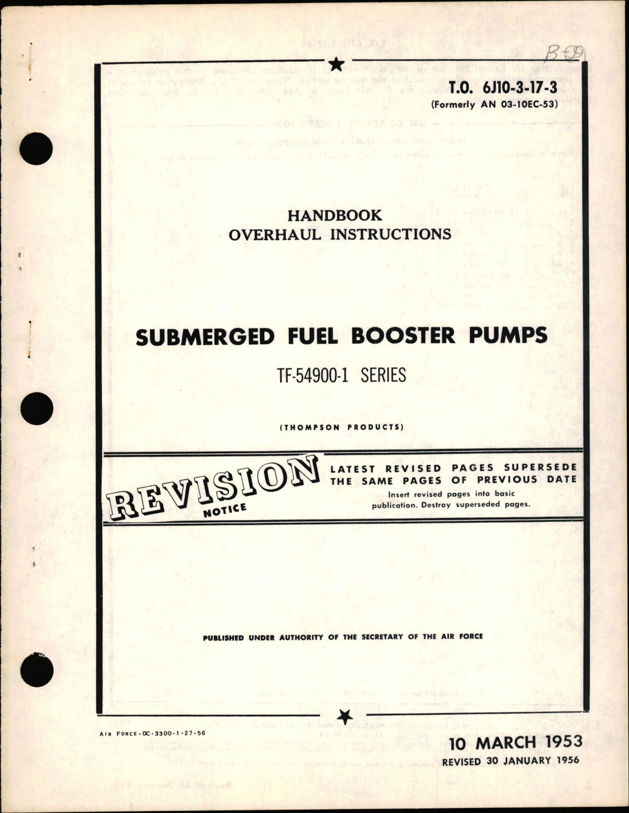 Sample page 1 from AirCorps Library document: Illustrated Parts Breakdown for Submerged Fuel Booster Pumps TF-54900-1