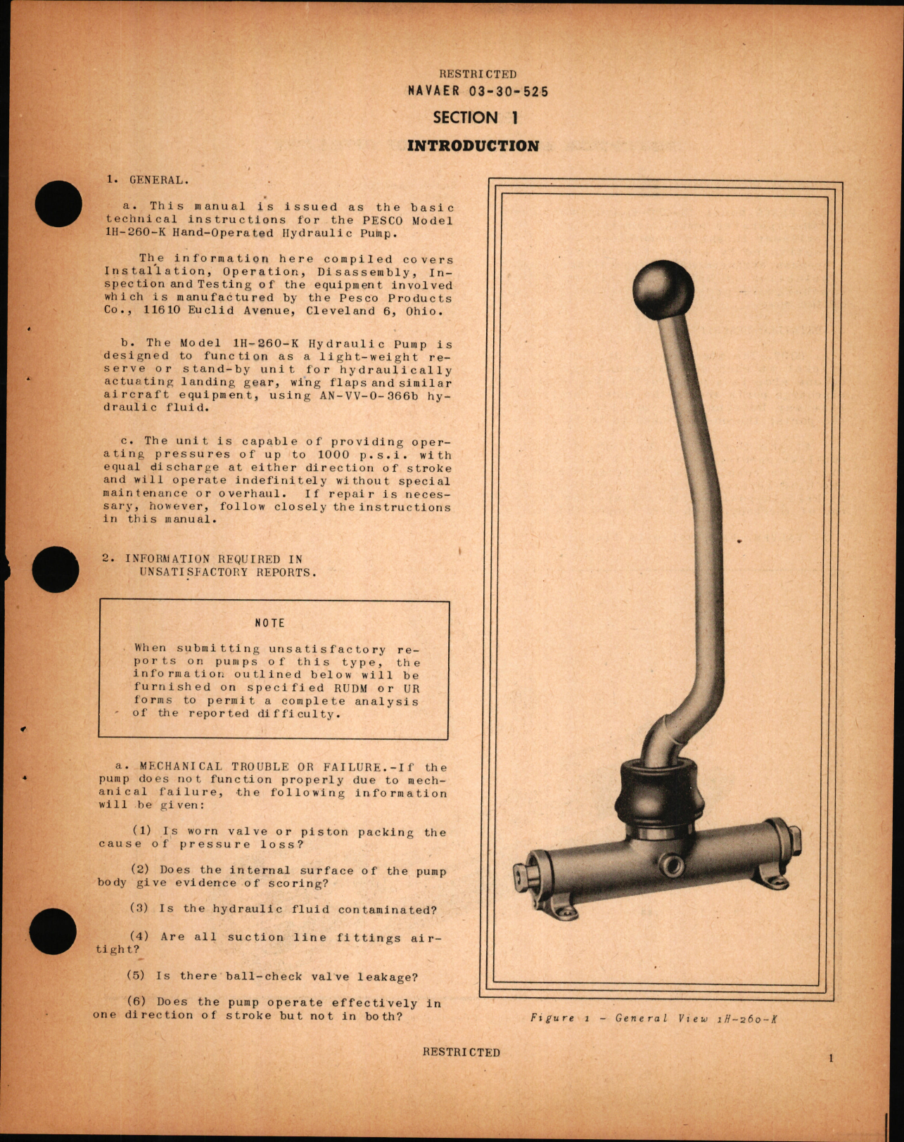 Sample page 5 from AirCorps Library document: Operation, Service, and Overhaul Instructions with Parts Catalog for Hydraulic Hand Pump , 