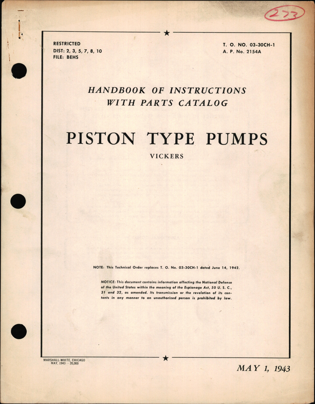 Sample page 1 from AirCorps Library document: Handbook of Instructions with Parts Catalog for Piston Type Pumps 