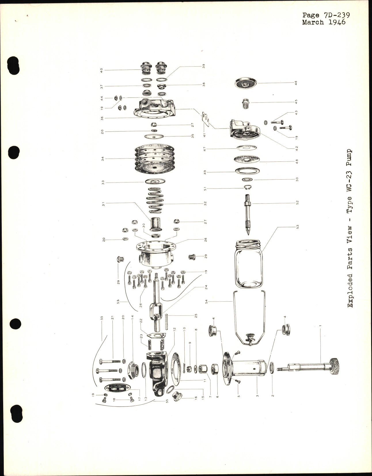 Sample page 5 from AirCorps Library document: Service Parts List for Bendix-Scintilla Diaphragm Type Dry Air Pump Types SA-1 and WC-23