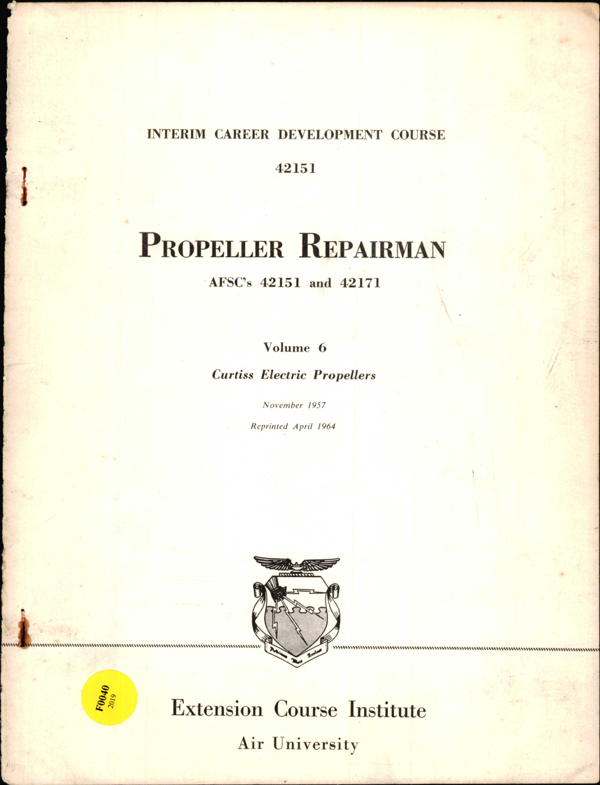 Sample page 1 from AirCorps Library document: Propeller Repairman, Curtiss Electric Propellers