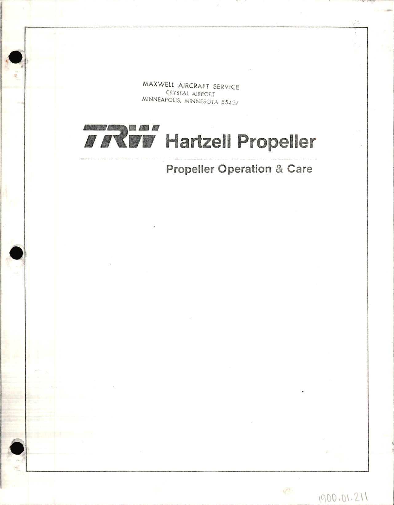 Sample page 1 from AirCorps Library document: TRW Hartzell Propeller Operation & Care