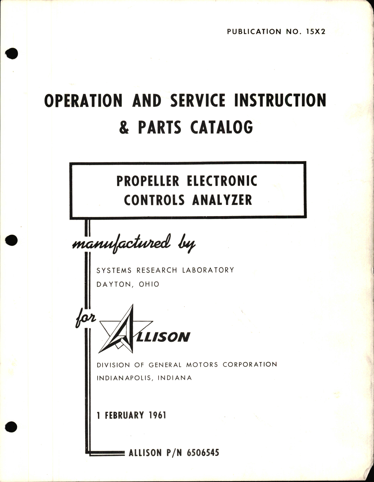 Sample page 1 from AirCorps Library document: Operation & Service Instruction & Parts Catalog for Propeller Electronic Control Analyzer