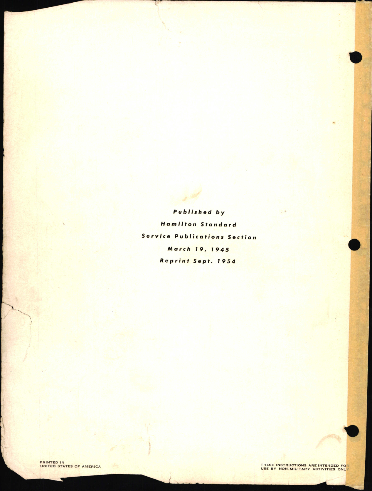 Sample page 1 from AirCorps Library document: Service Manual for Hamilton Standard Propellers