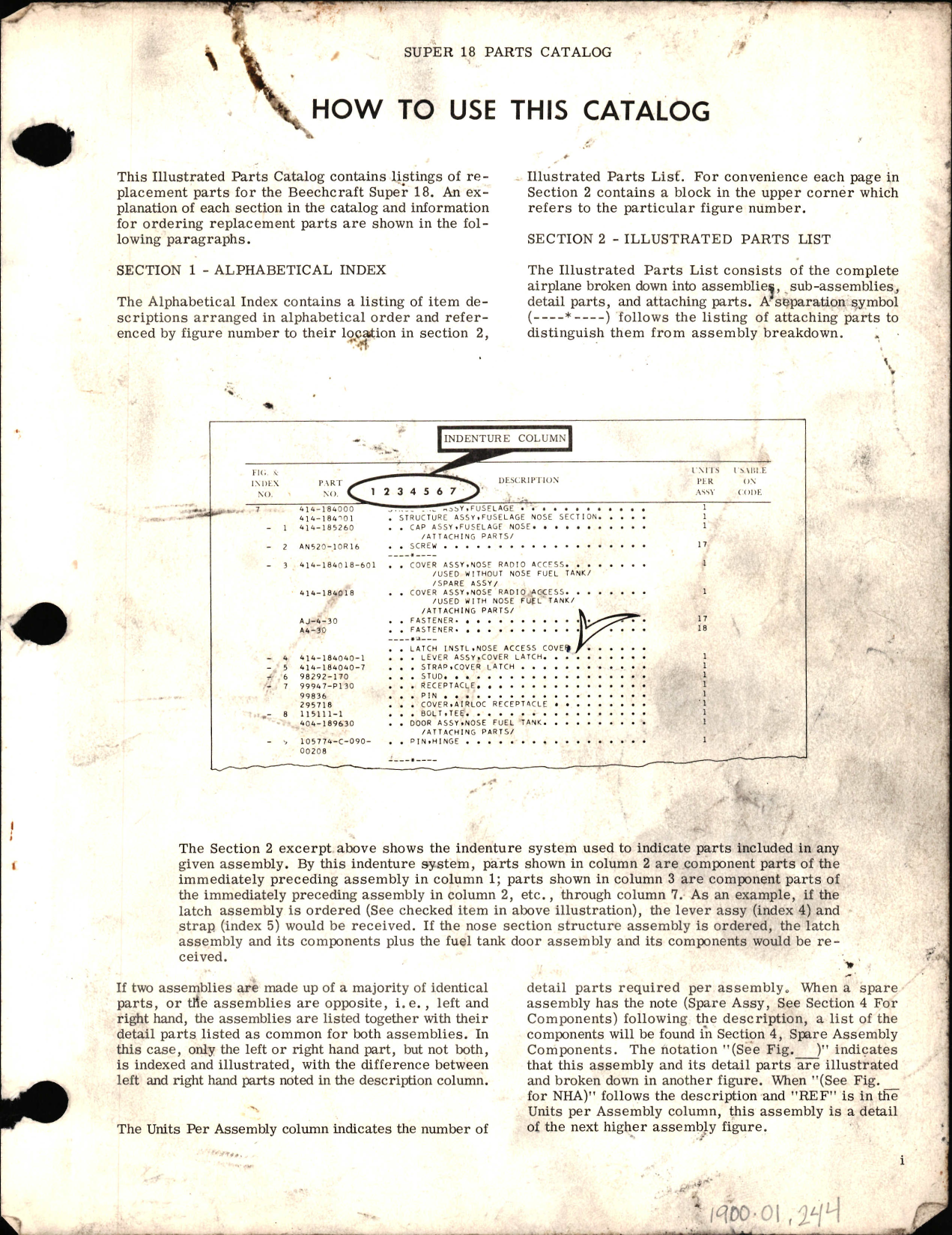 Sample page 1 from AirCorps Library document: Beechcraft Super 18 Parts Catalog