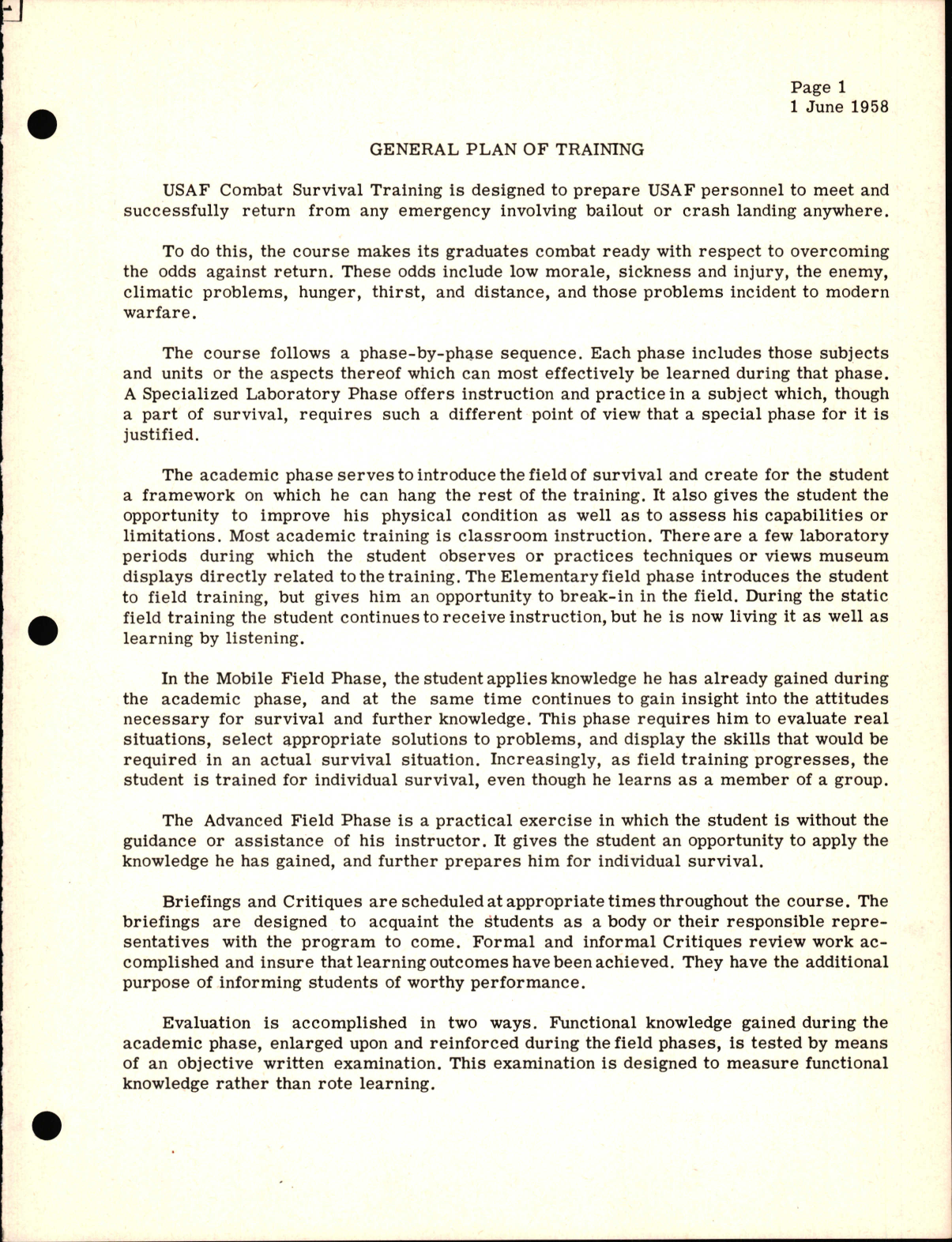 Sample page 7 from AirCorps Library document: Training Manual for USAF Advanced Survival Training, Course No. 140000