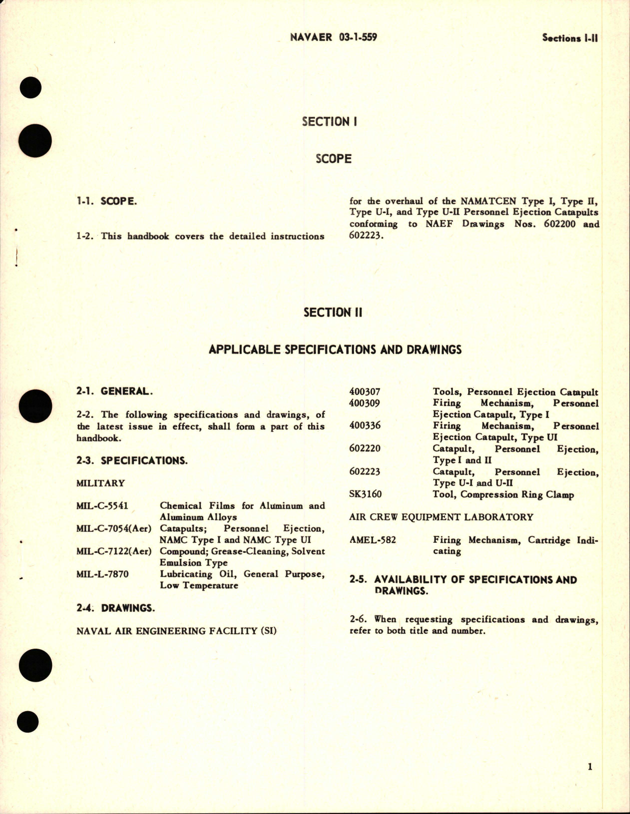 Sample page 5 from AirCorps Library document: Overhaul Instructions for Personnel Ejection Catapult - Types I, II, U-I, U-II - NAF602200-9 and NAF602223