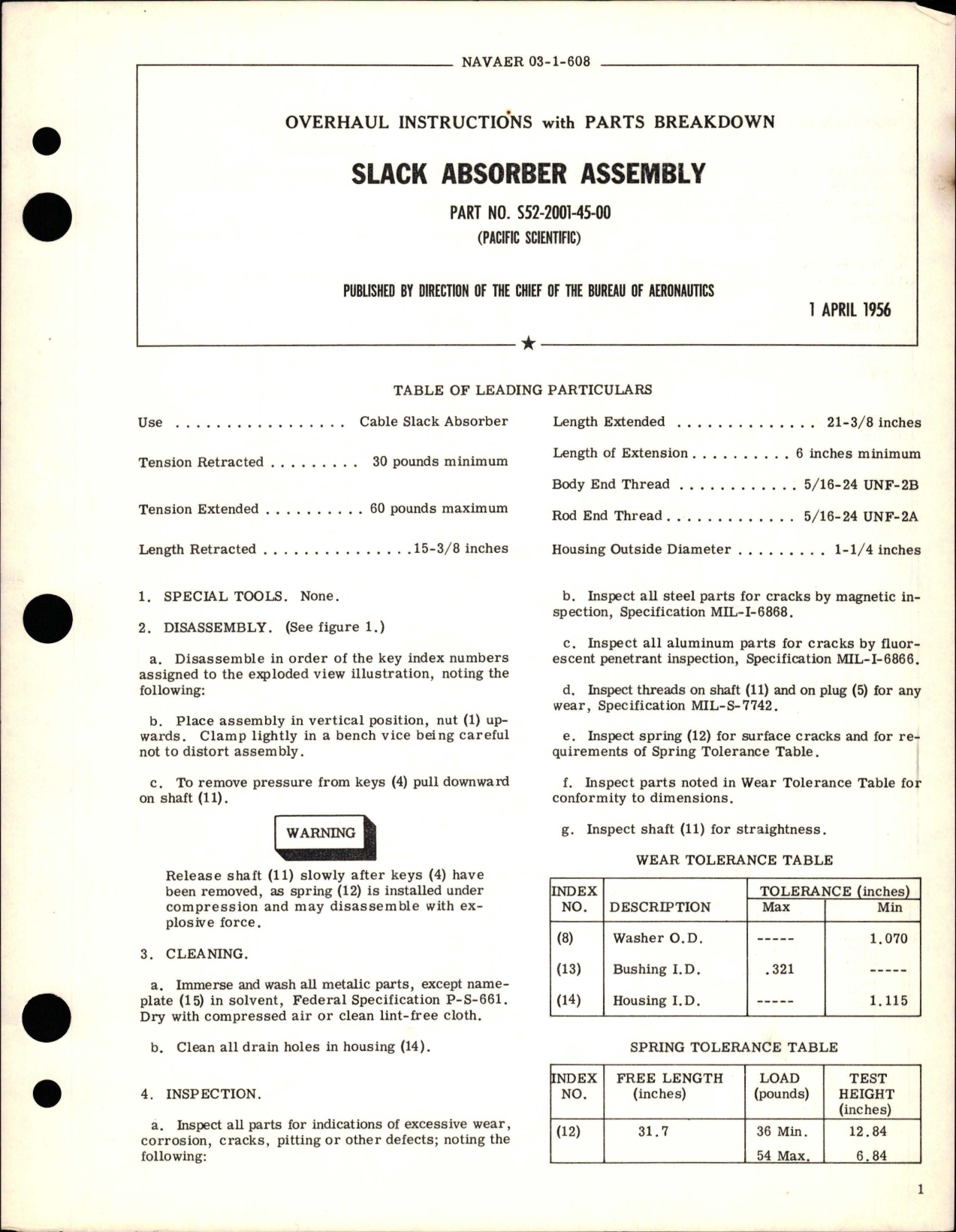 Sample page 1 from AirCorps Library document: Overhaul Instructions with Parts Breakdown for Slack Absorber Assembly - Part S52-2001-45-00 