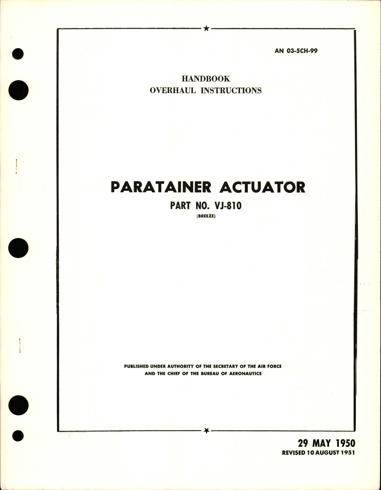 Sample page 1 from AirCorps Library document: Overhaul Instructions for Paratainer Actuator - Part VJ-810