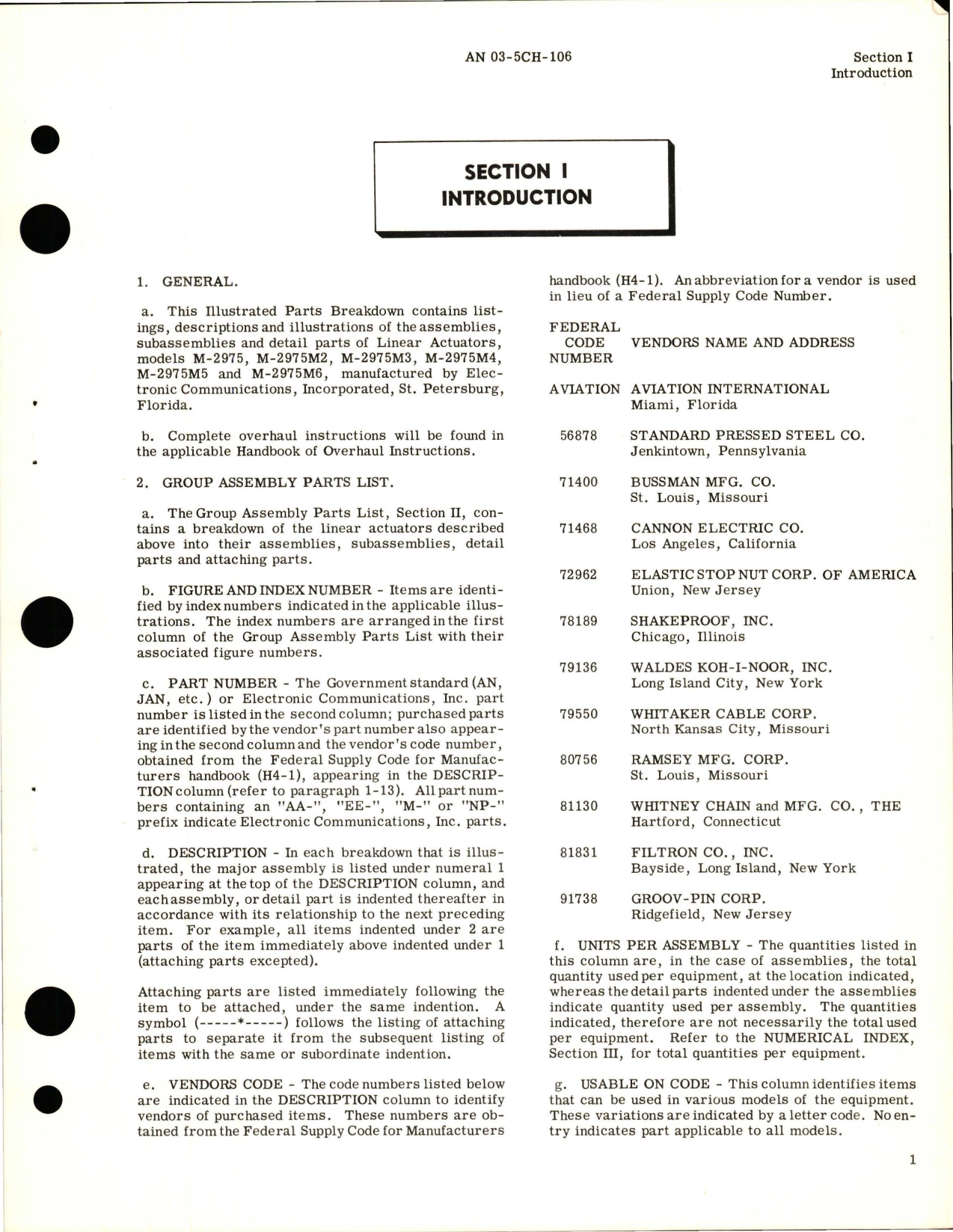 Sample page 5 from AirCorps Library document: Illustrated Parts Breakdown for Linear Actuator - Models M-2975, M-2975M2, M-2975M3, M-2975M4, M-2975M5, and M-2975M6