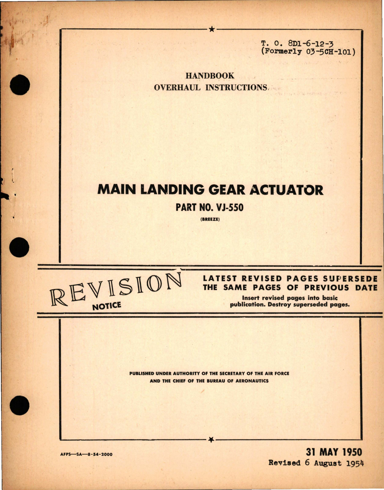 Sample page 1 from AirCorps Library document: Overhaul Instructions for Main Landing Gear Actuator - Part VJ-550