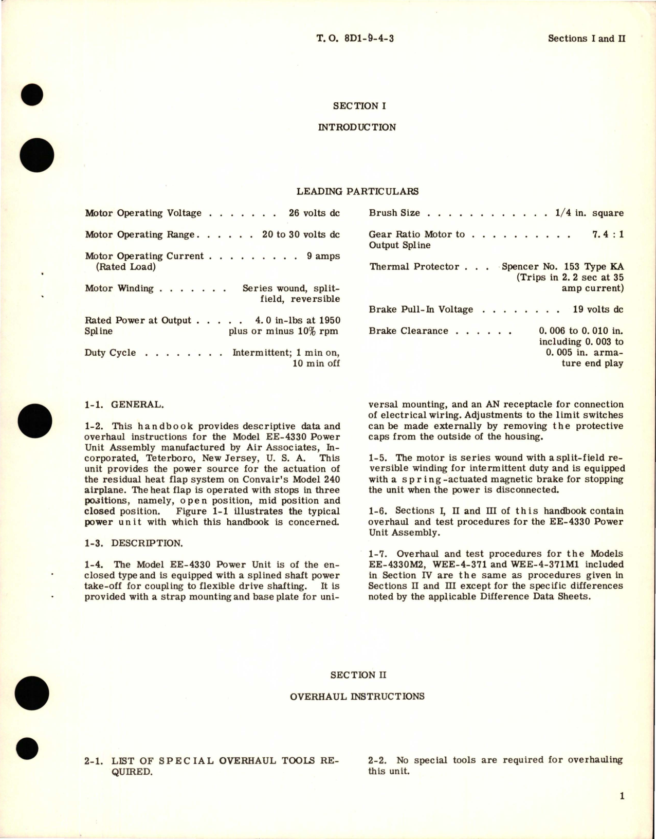Sample page 5 from AirCorps Library document: Overhaul Instructions for Power Unit Assembly - Models EE-4330, EE-4330M2, WEE-4-371, and WEE-4-371M1