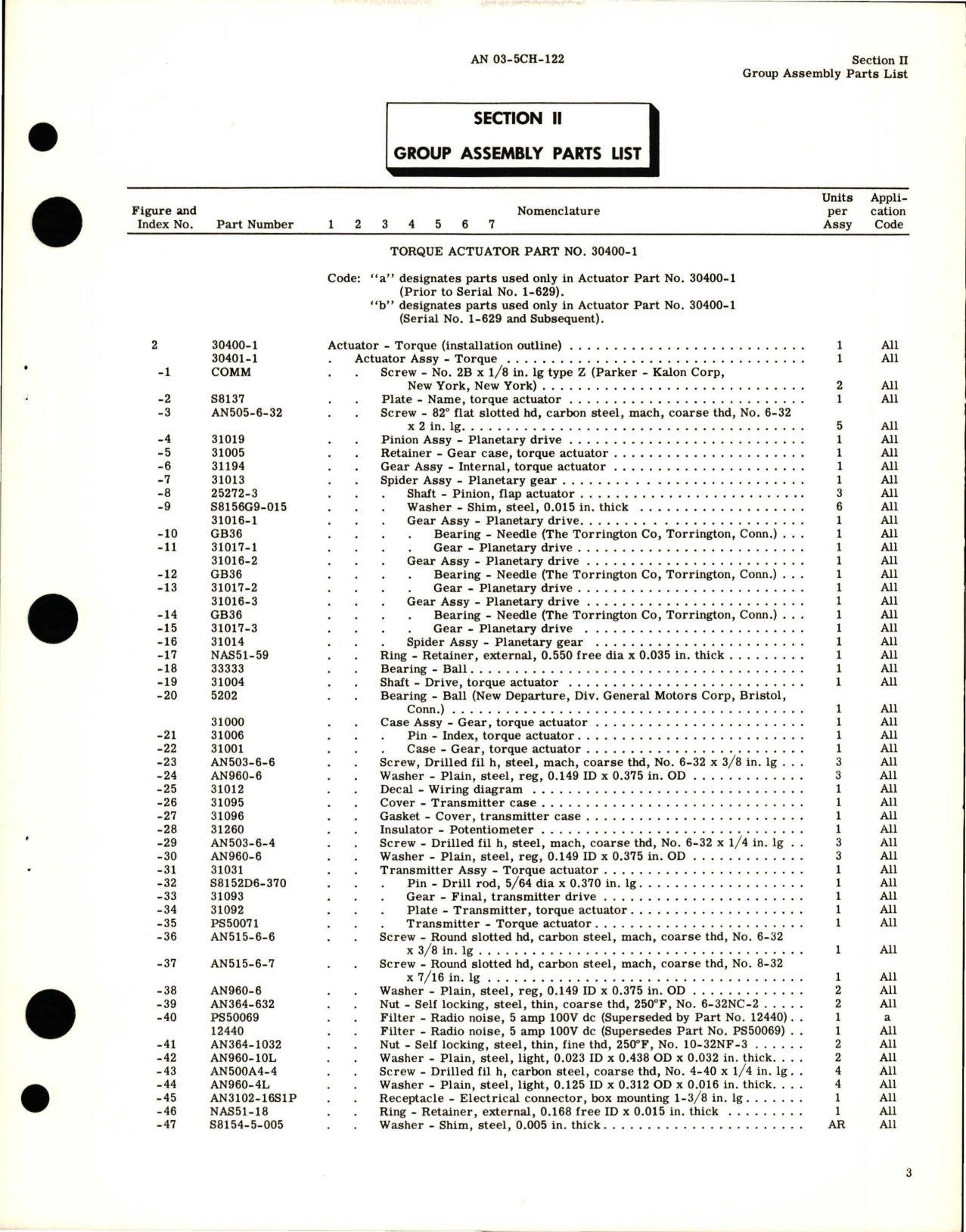 Sample page 5 from AirCorps Library document: Parts Catalog for Torque Actuator - Part 30400-1