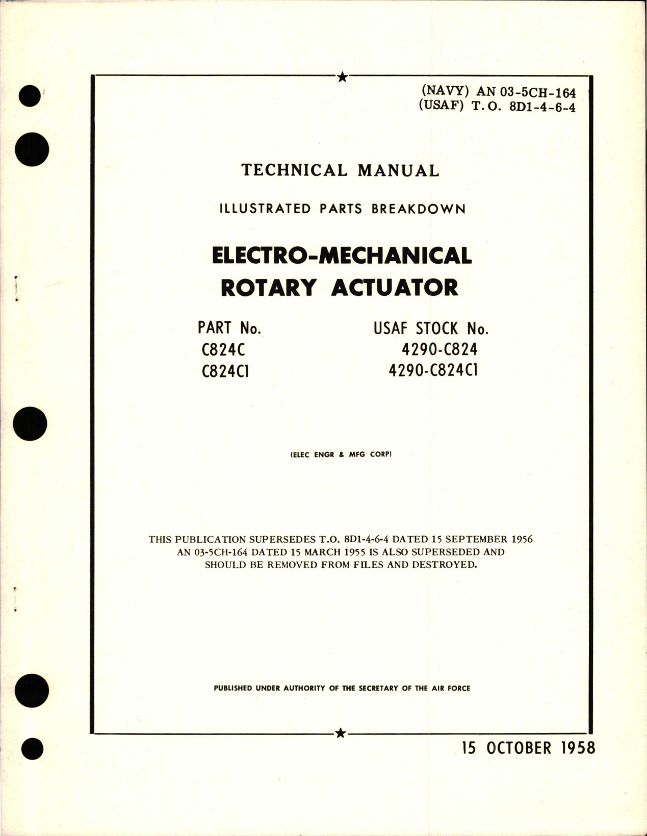 Sample page 1 from AirCorps Library document: Illustrated Parts Breakdown for Electro-Mechanical Rotary Actuator - Parts C824C and C824C1 