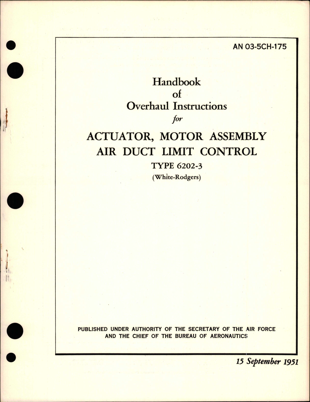 Sample page 1 from AirCorps Library document: Overhaul Instructions for Motor Assembly Air Duct Limit Control Actuator - Type 6202-3