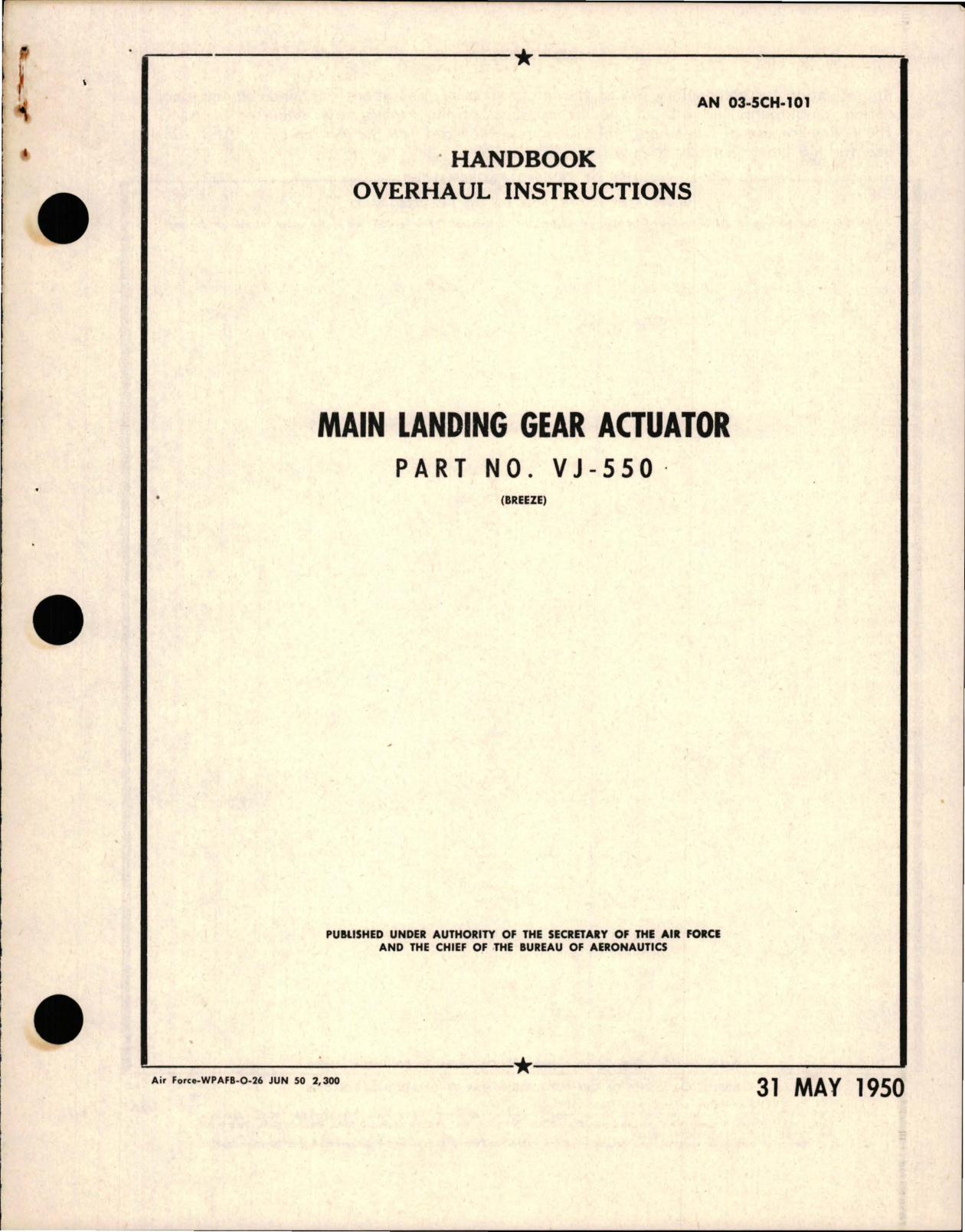 Sample page 1 from AirCorps Library document: Overhaul Instructions for Main Landing Gear Actuator - Part VJ-550