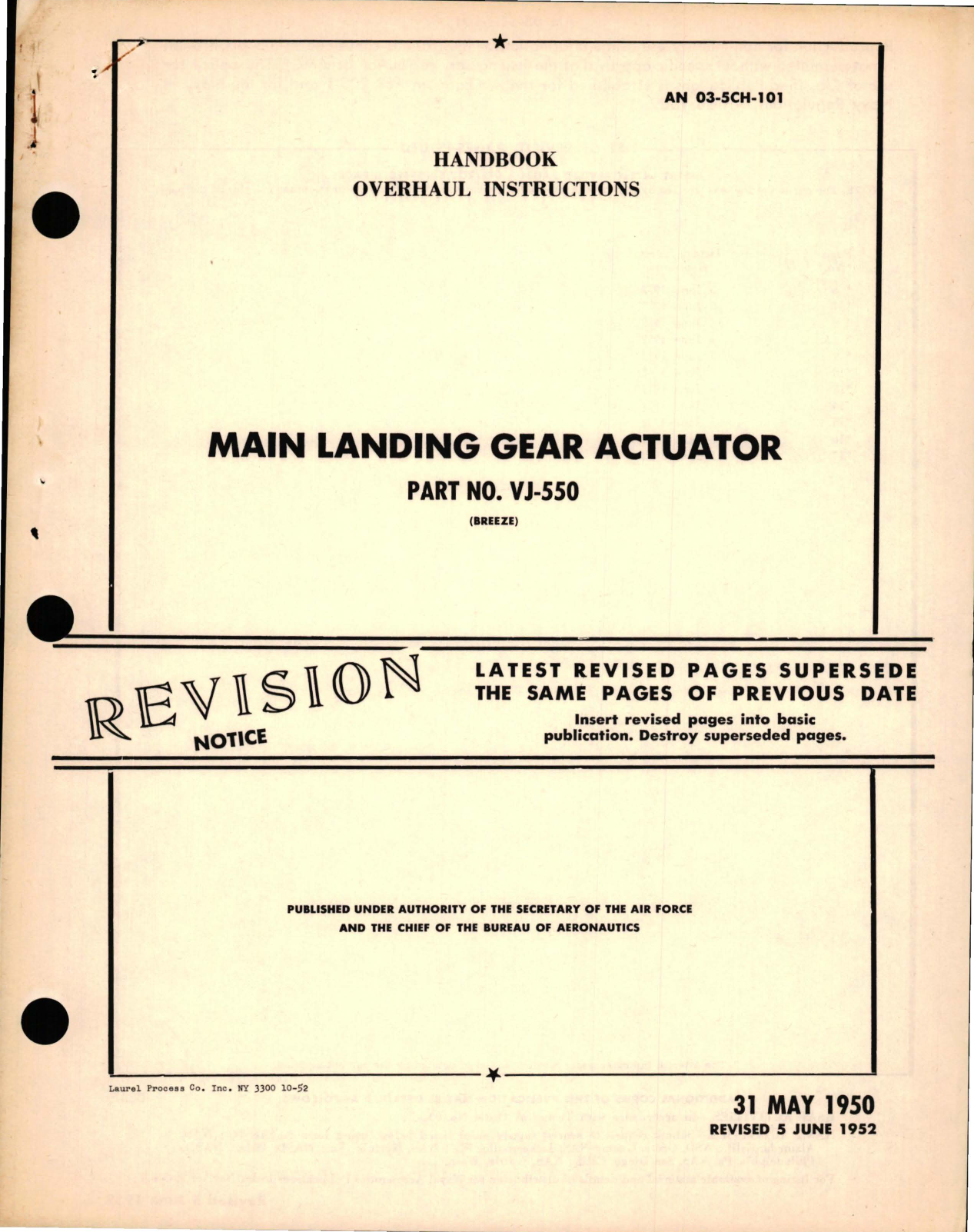 Sample page 1 from AirCorps Library document: Parts Catalog for Main Landing Gear Actuator - Part VJ-550
