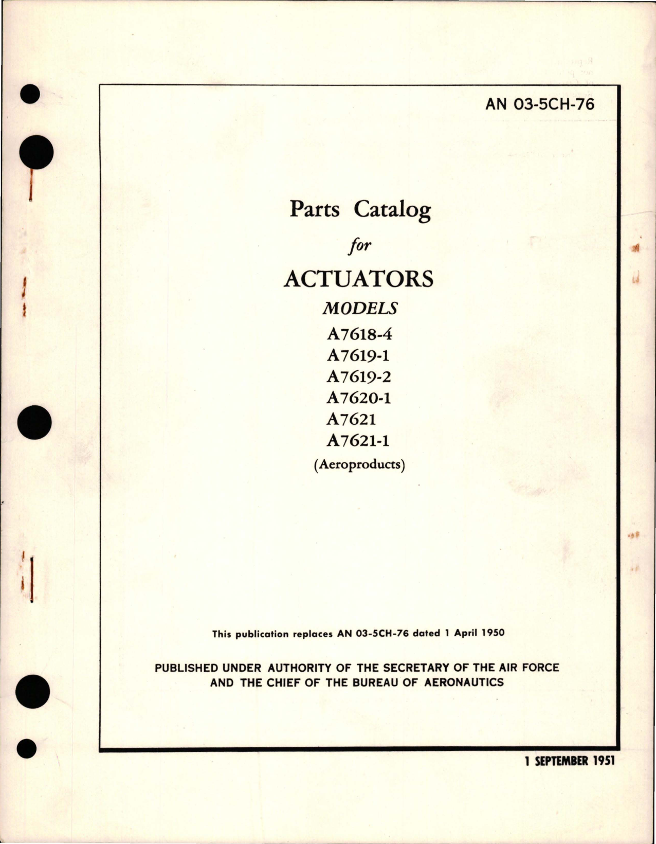Sample page 1 from AirCorps Library document: Parts Catalog for Actuators