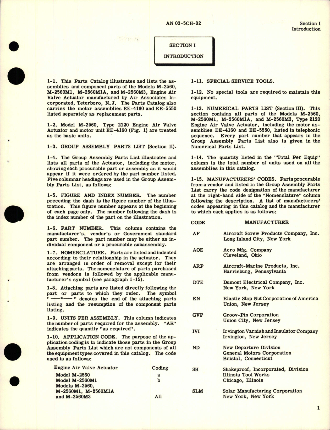 Sample page 5 from AirCorps Library document: Parts Catalog for Engine Air Valve Actuator - Models M-2560, M-2560MI, M-2560MIA, and M-2560M3