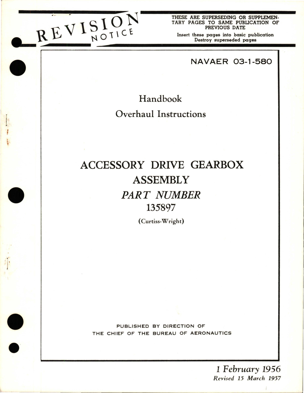 Sample page 1 from AirCorps Library document: Overhaul Instructions for Accessory Drive Gearbox Assembly - Part 135897 