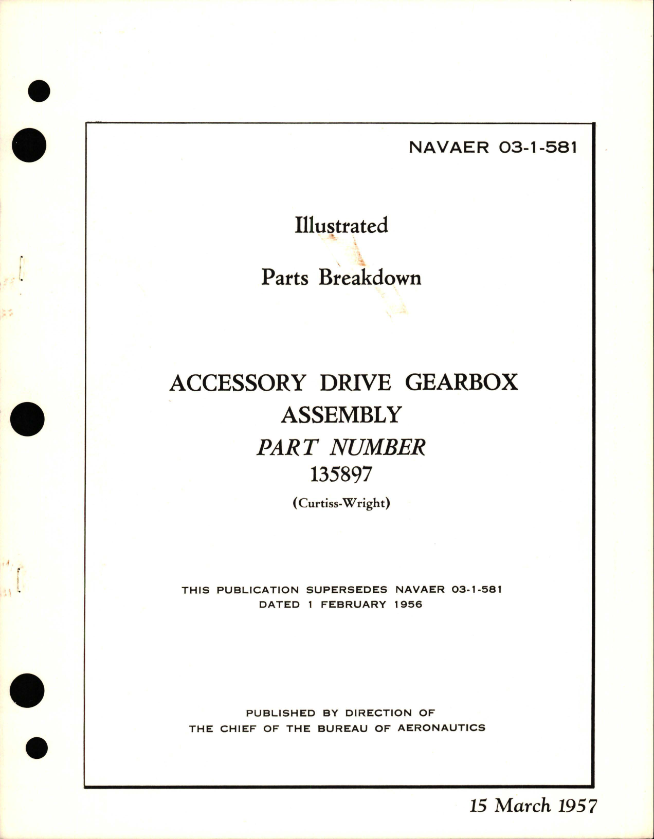 Sample page 1 from AirCorps Library document: Illustrated Parts Breakdown for Accessory Drive Gearbox Assembly - Part 135597 