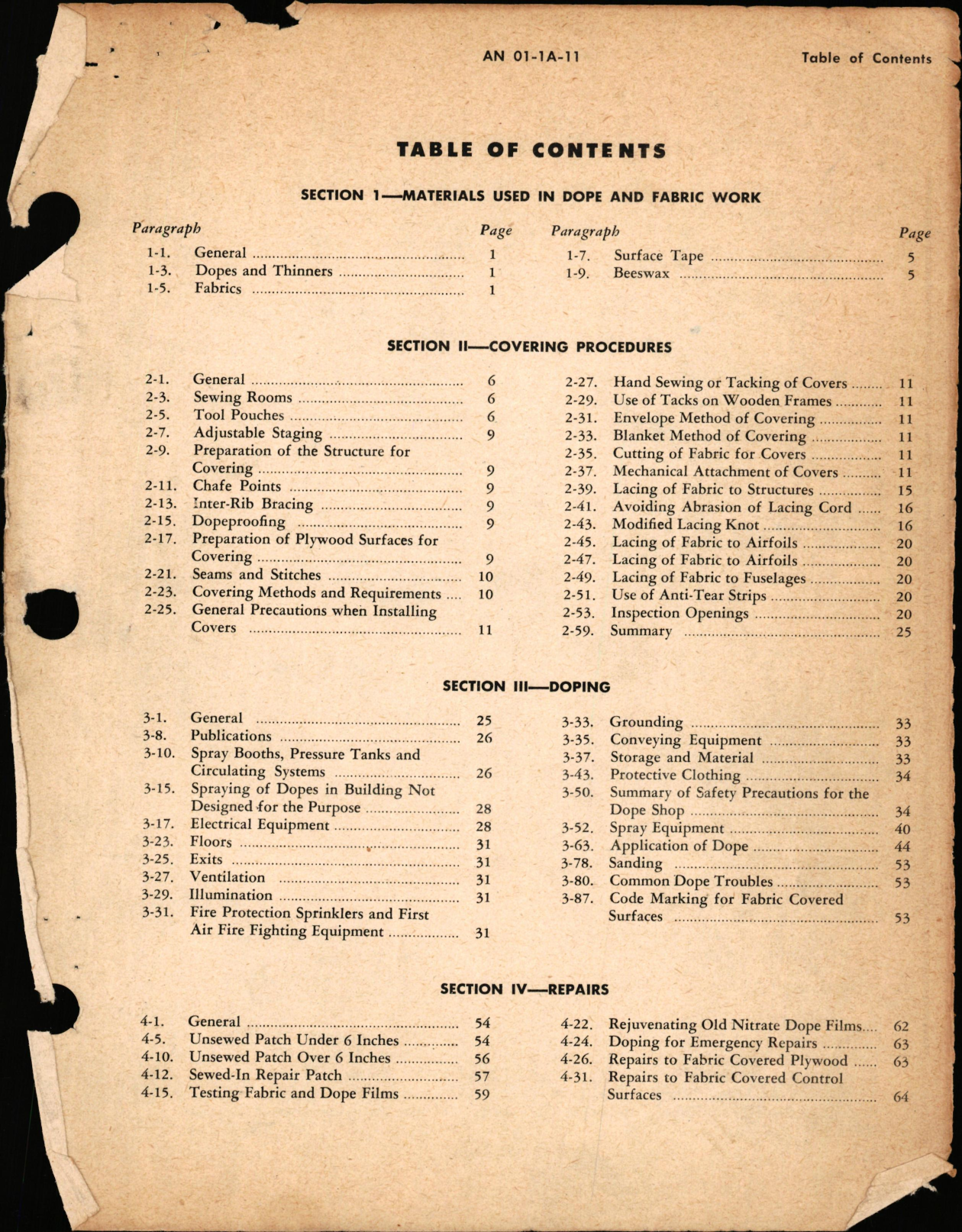 Sample page 1 from AirCorps Library document: Fabric Repair and Doping
