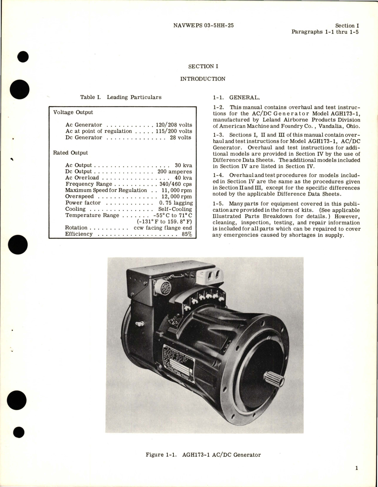 Sample page 5 from AirCorps Library document: Overhaul Instructions for AC-DC Generator - Part AGH173-1, AGH173-1MA and AGH173-2