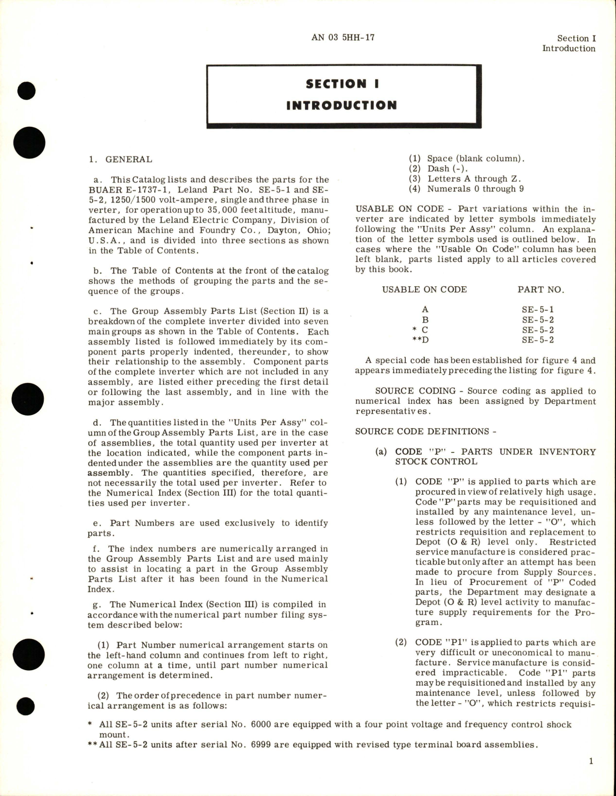 Sample page 5 from AirCorps Library document: Illustrated Parts Breakdown for Inverter - Parts SE-5-1 and SE-5-2