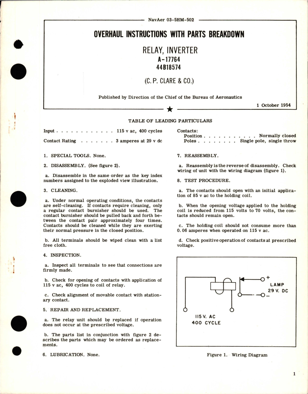 Sample page 1 from AirCorps Library document: Overhaul Instructions for Inverter - Model 4606C