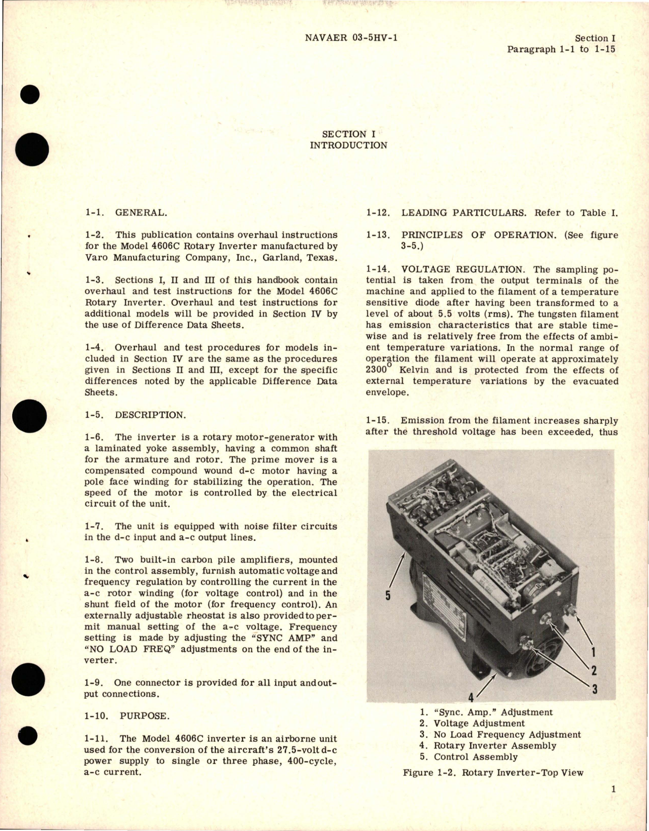 Sample page 5 from AirCorps Library document: Overhaul Instructions for Inverter - Model 4606C