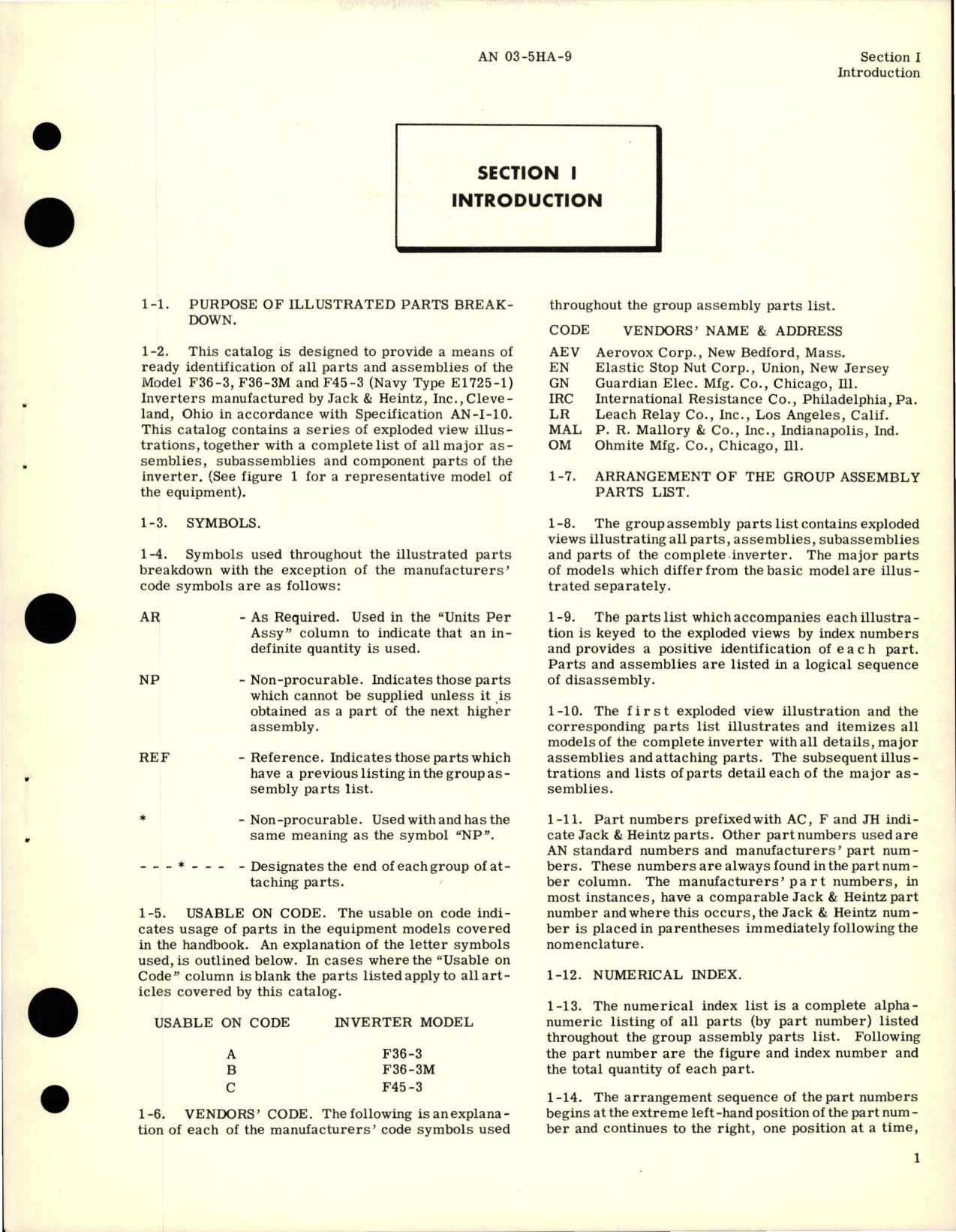 Sample page 5 from AirCorps Library document: Illustrated Parts Breakdown for Inverters - Models F45-3, F36-3, F36-3M